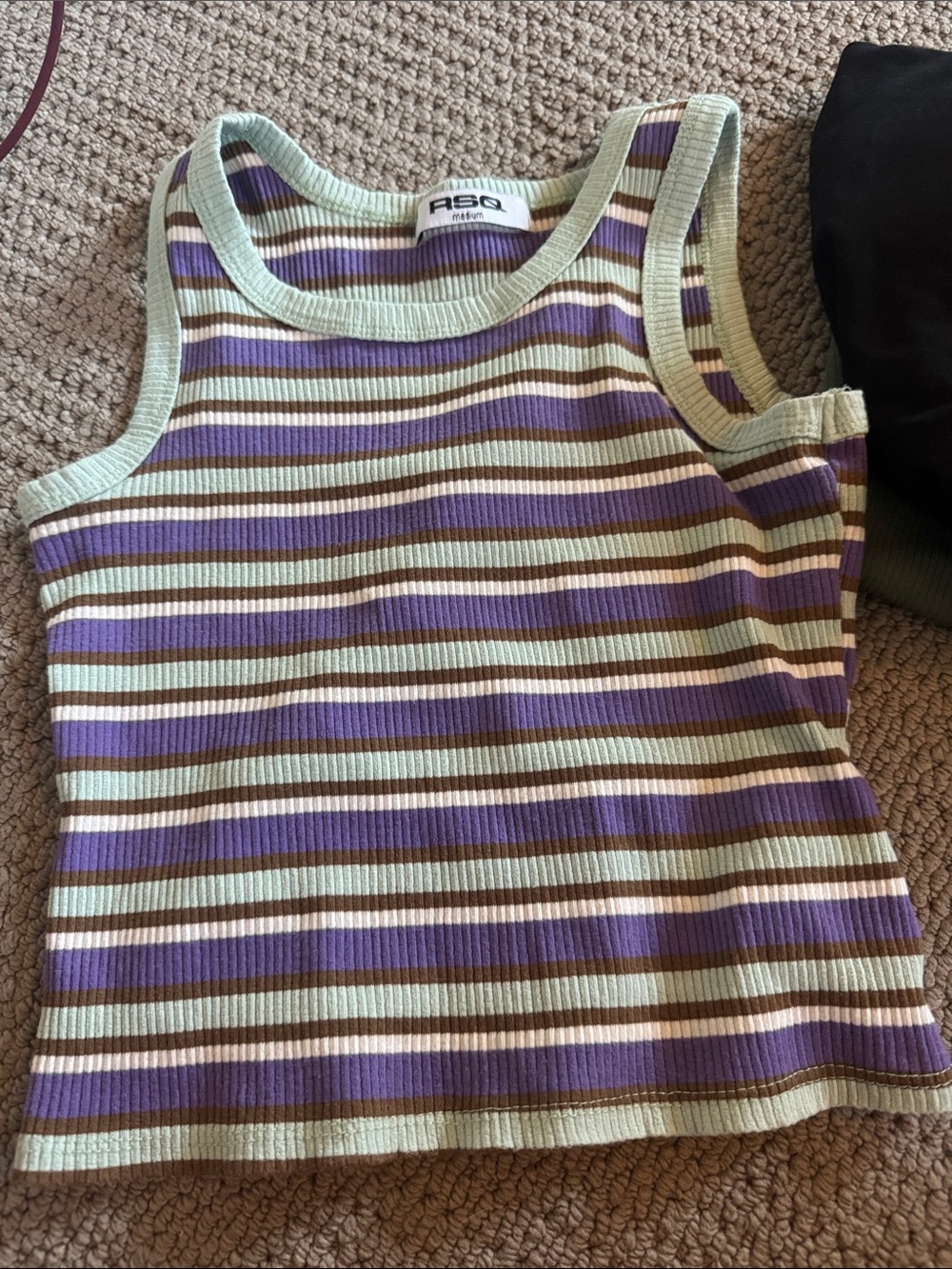 RSQ Ribbed Striped Tank Top in Lavender, Mint & Brown